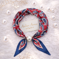 Red Scarf with Paisley Pattern and Pearl