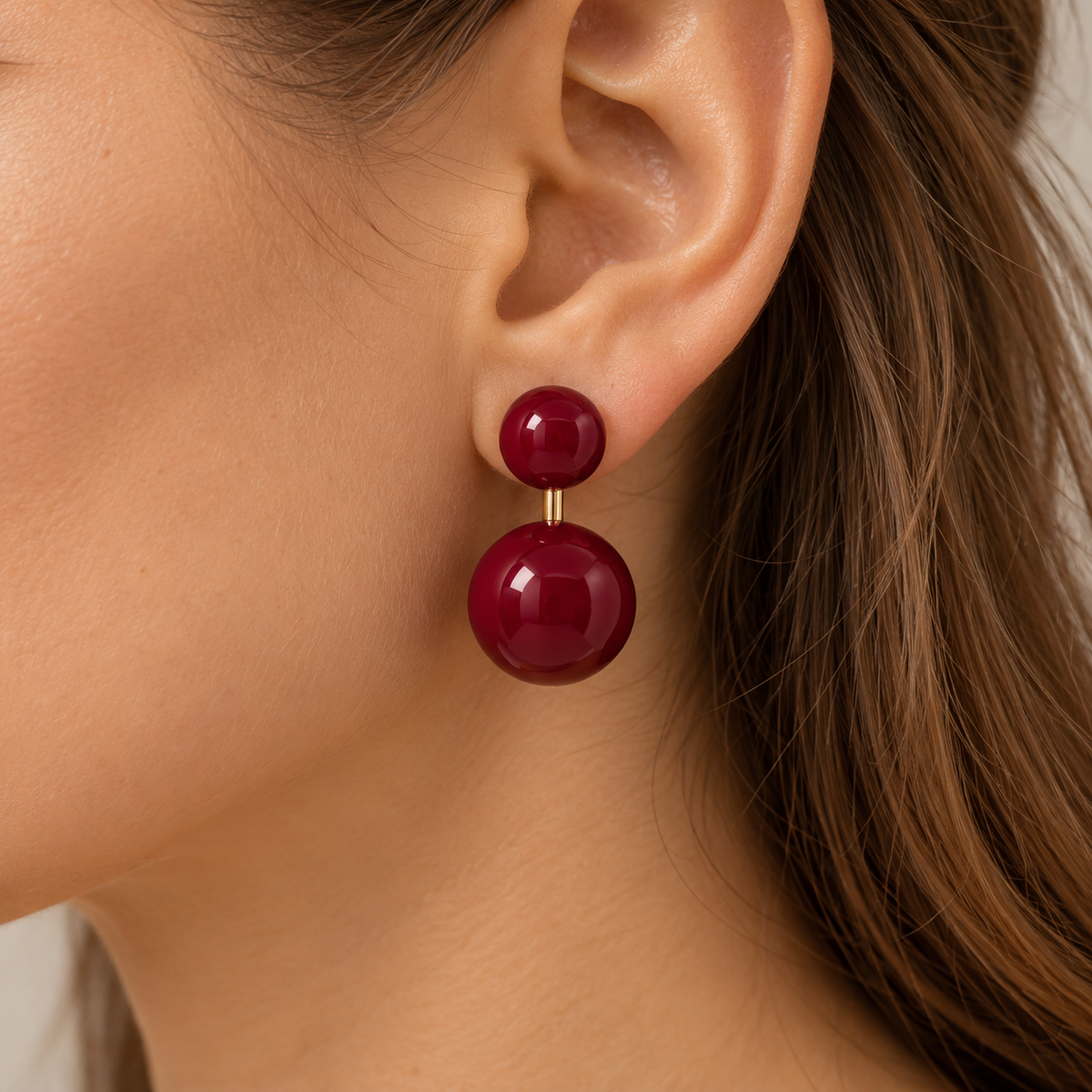 Bordeaux Double Pearl Earrings