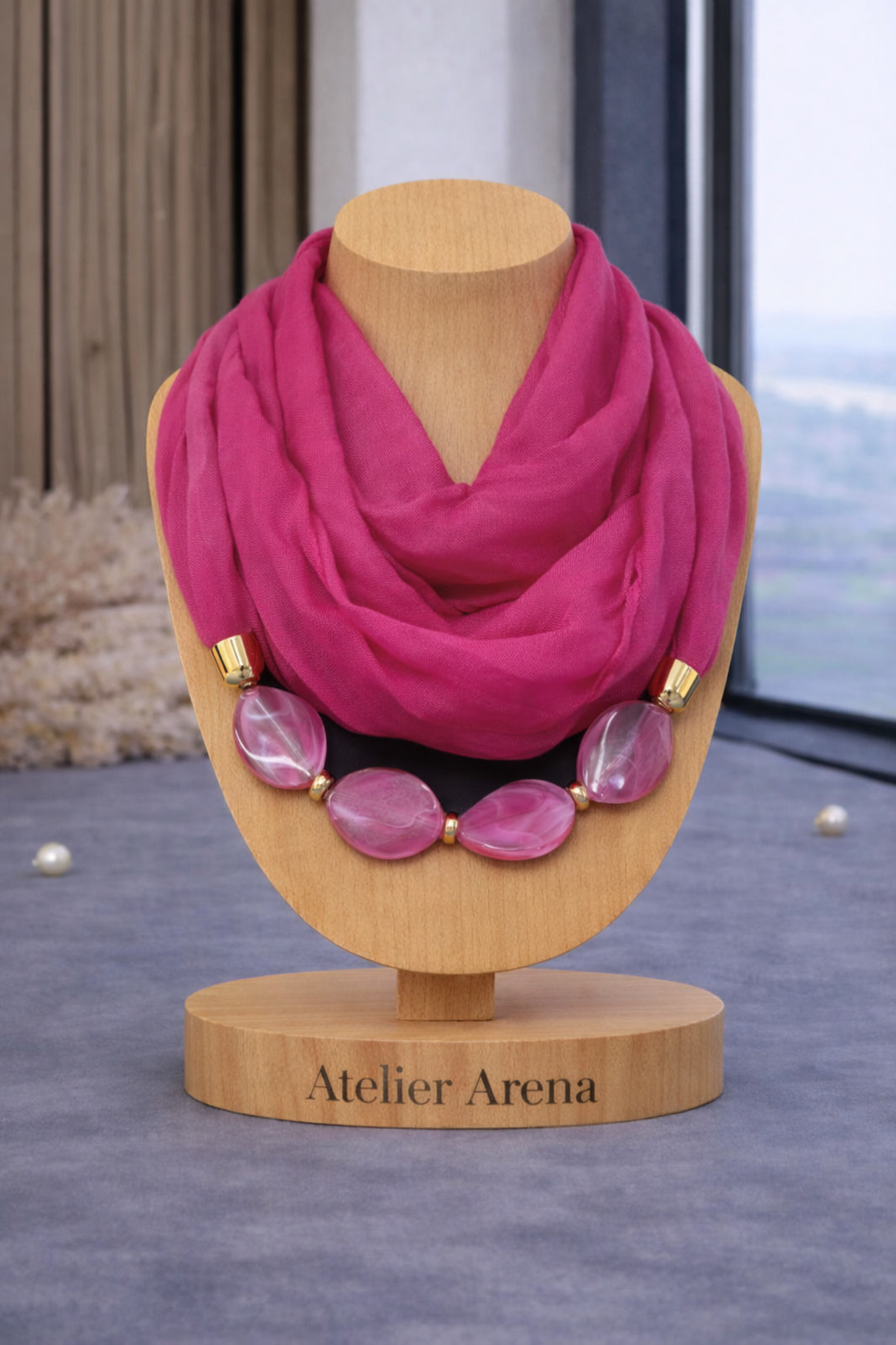 Scarf with Chain - Fuchsia