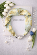 Mint Green-Yellow Scarf with Floral Pattern