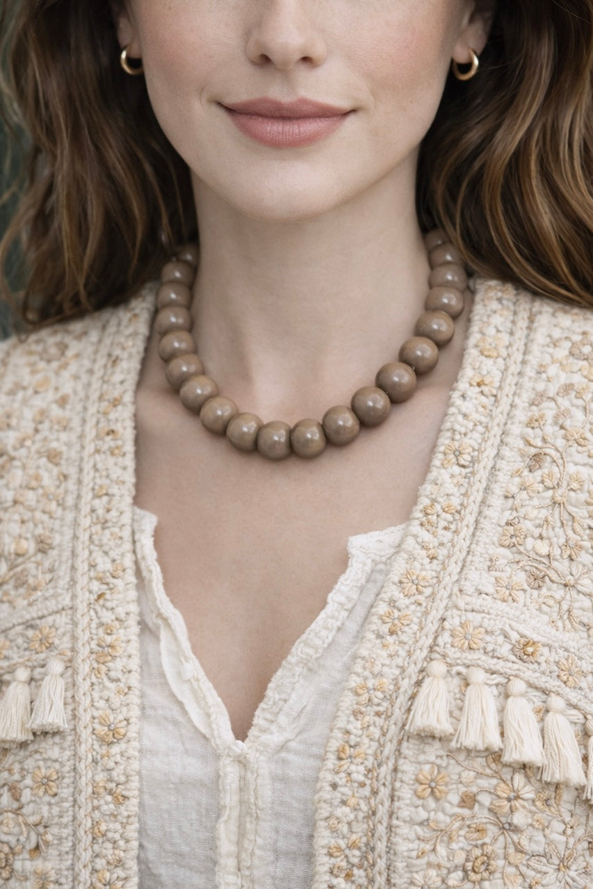 Taupe Beaded Necklace
