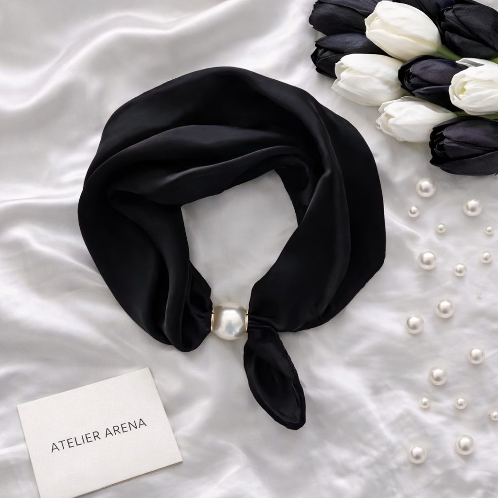 Black Scarf with Pearl