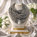 Leopard Print Scarf with Pearl