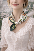 Floral Print Scarf Green with Pearl