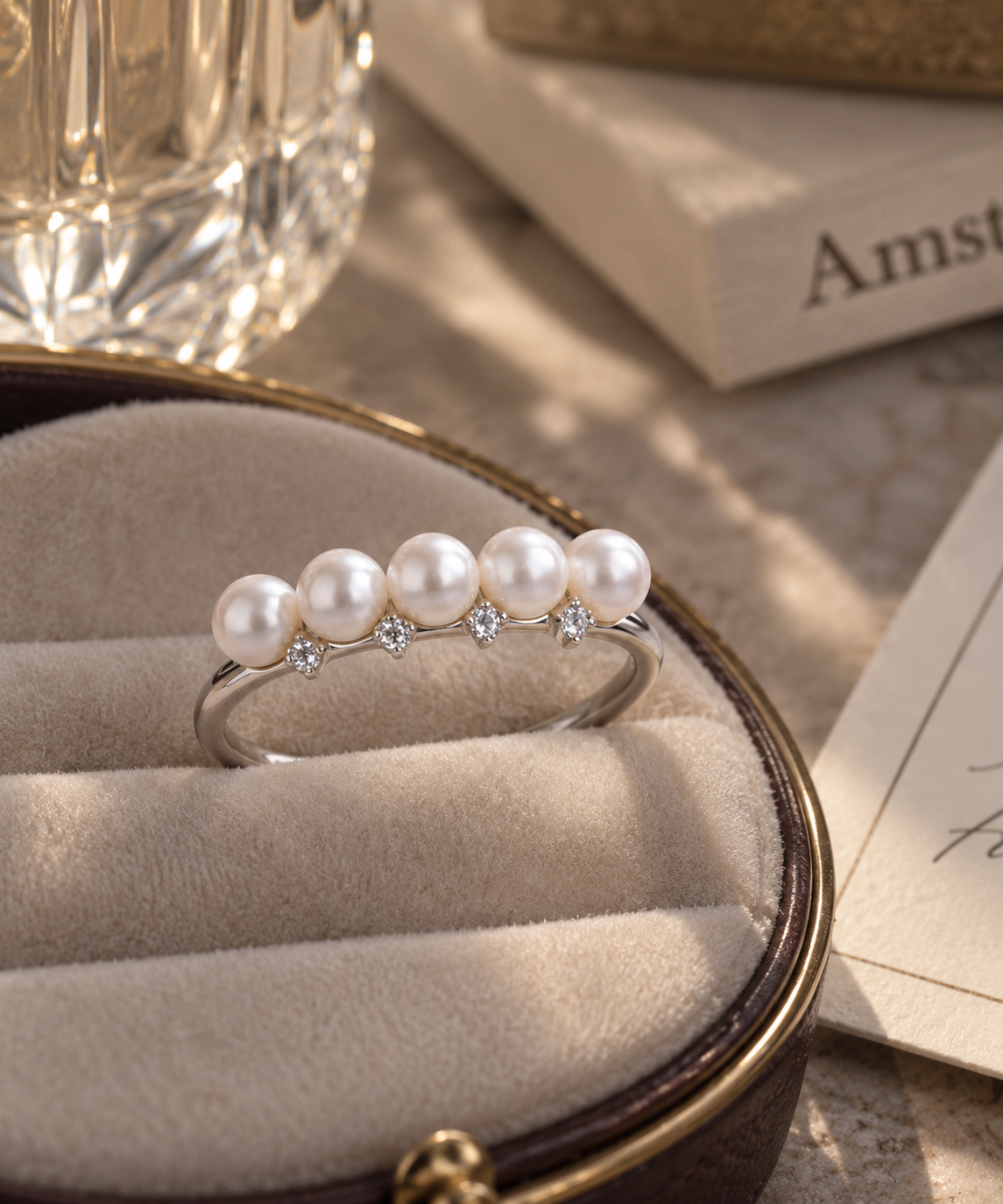 Pearl Crystal Ring - 925 Sterling Silver