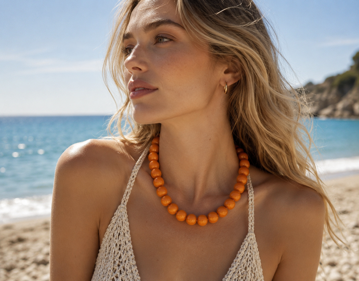 Light Orange Bead Necklace