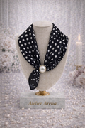 Black Scarf with White Dots and Pearl