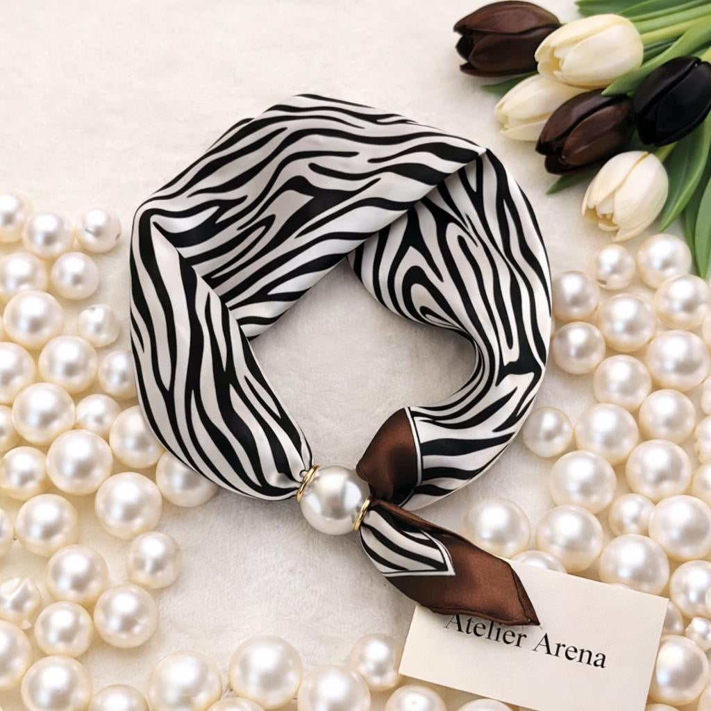 Zebra Print Scarf with Pearl
