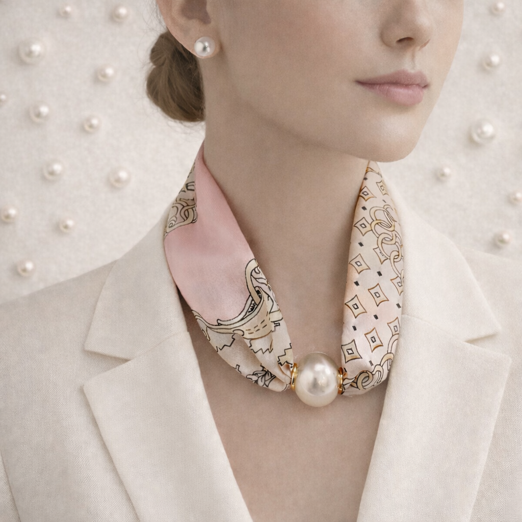 Luxury Light Pink Pearl Scarf