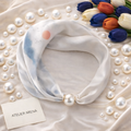 White Scarf with Pastel Watercolor Pattern and Pearl