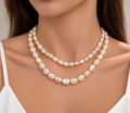 Long Freshwater Pearl Necklace 86 cm - Double Layered