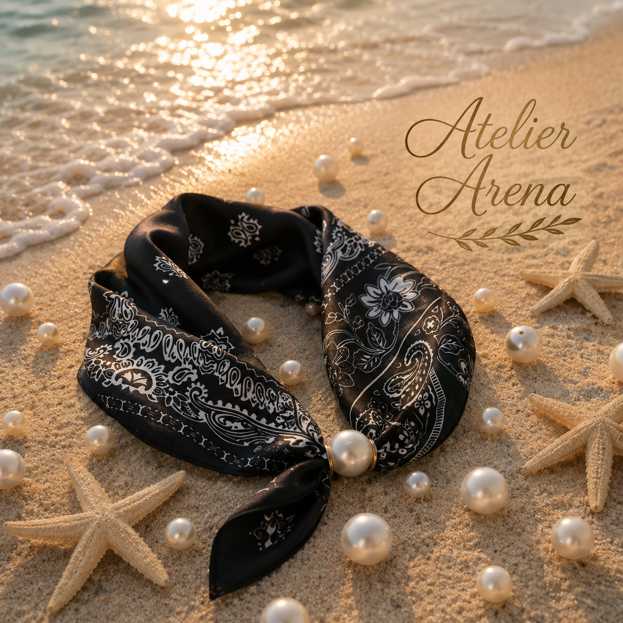 Black and White Pearl Scarf