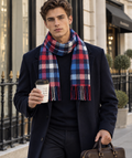 Classic Plaid Unisex Scarf – Dark Blue, Red & Blue