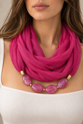 Scarf with Chain - Fuchsia