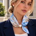 Blue & Beige Scarf with pearl