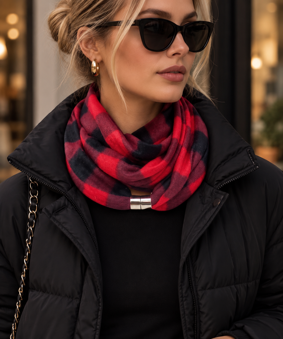 Soft Winter Fleece Sjaal – Red Check