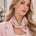 Pink Scarf with Rose Motif and Pearl