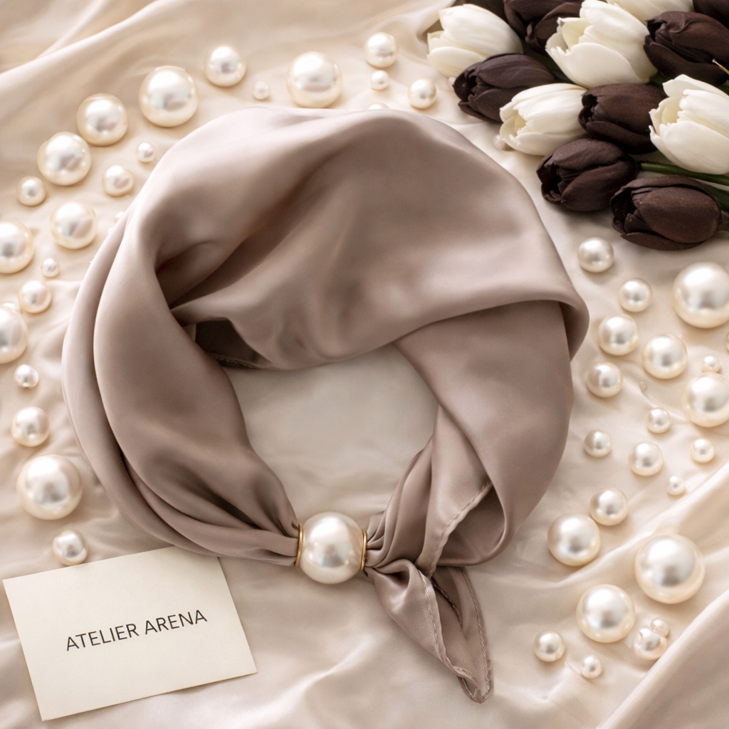 Taupe Satin Scarf
