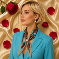 Turquoise & Brown Scarf with Pearl Clip