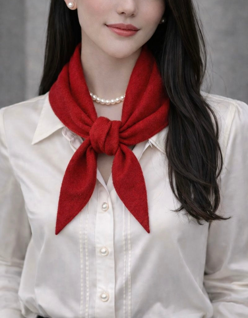 Elegant Triangle Scarf - Red