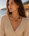 Agate Necklace with Gold Accents