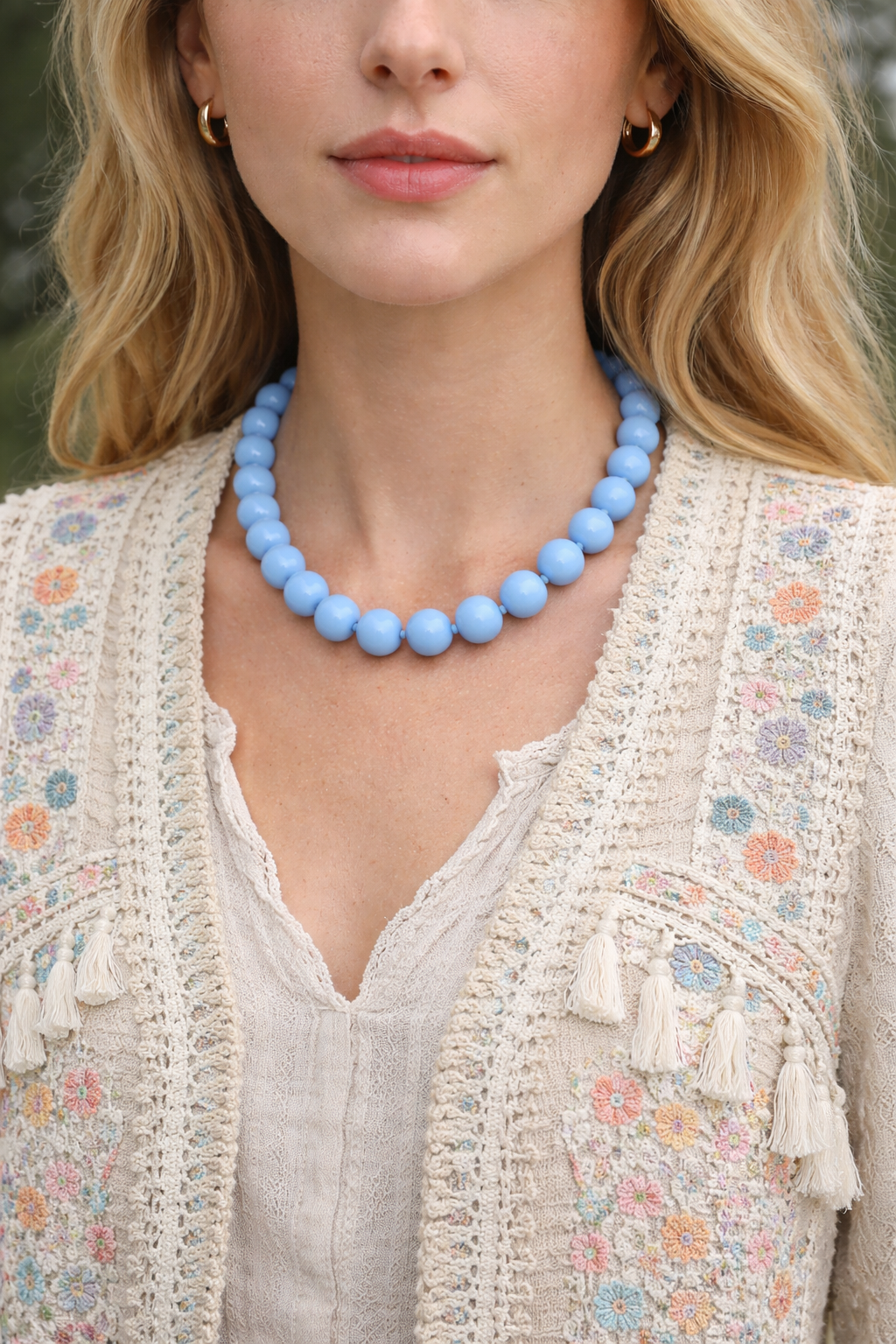 Light Blue Bead Necklace