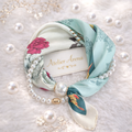 Scarf with Pearl Necklace Bundle - Turquoise and White