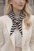 Striped Triangle Scarf - Black and White