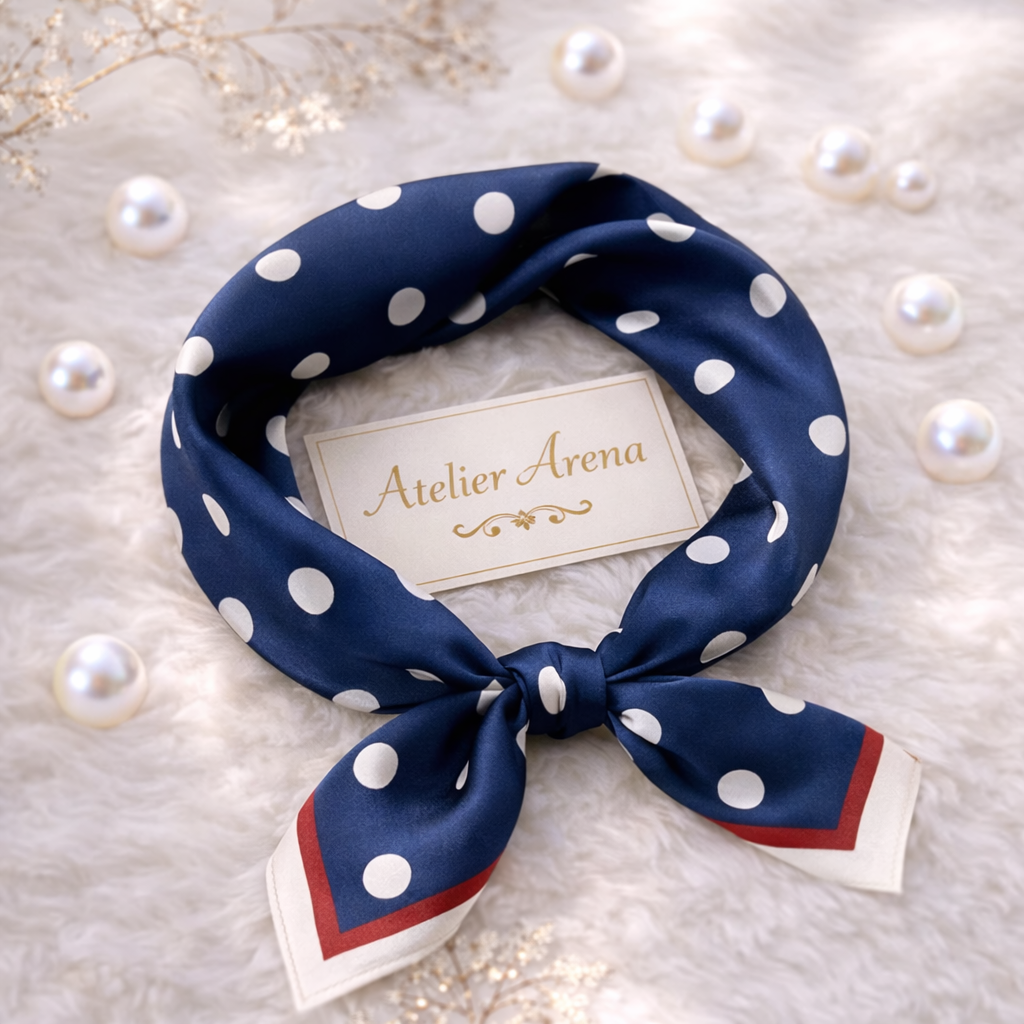 Navy Blue Scarf with White Dots