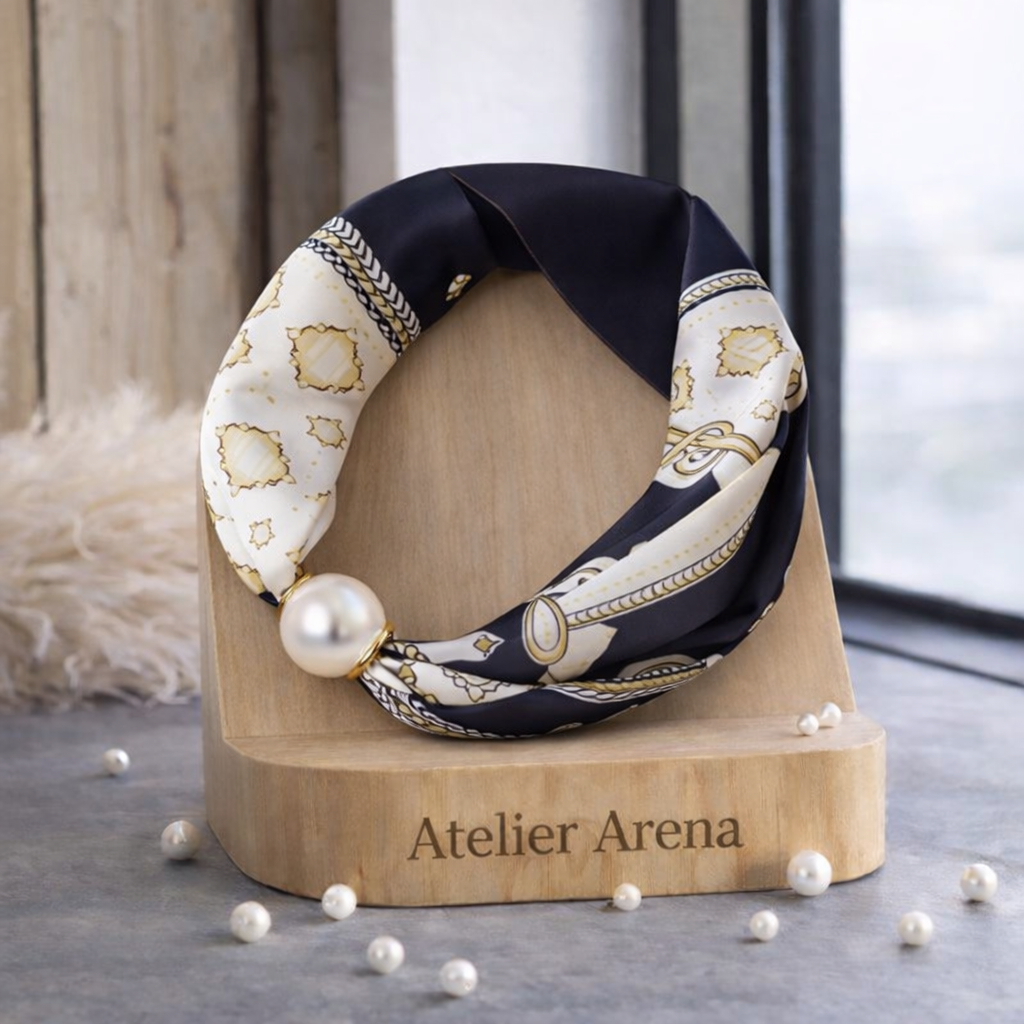 Scarf with Ornamental Pattern - Black & White