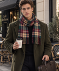 Classic Plaid Scarf Unisex – Green, Burgundy & Beige