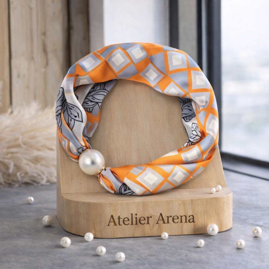 Geometric Scarf - Orange & Gray