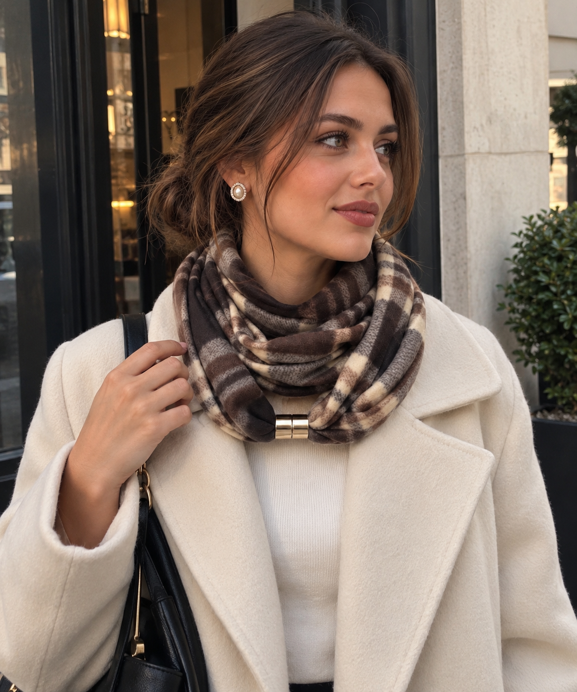 Soft Winter Fleece Sjaal – Brown Check