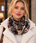 Cappuccino Check Scarf with Magnetic Closure