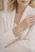 Gold Link Bracelet with Freshwater Pearls