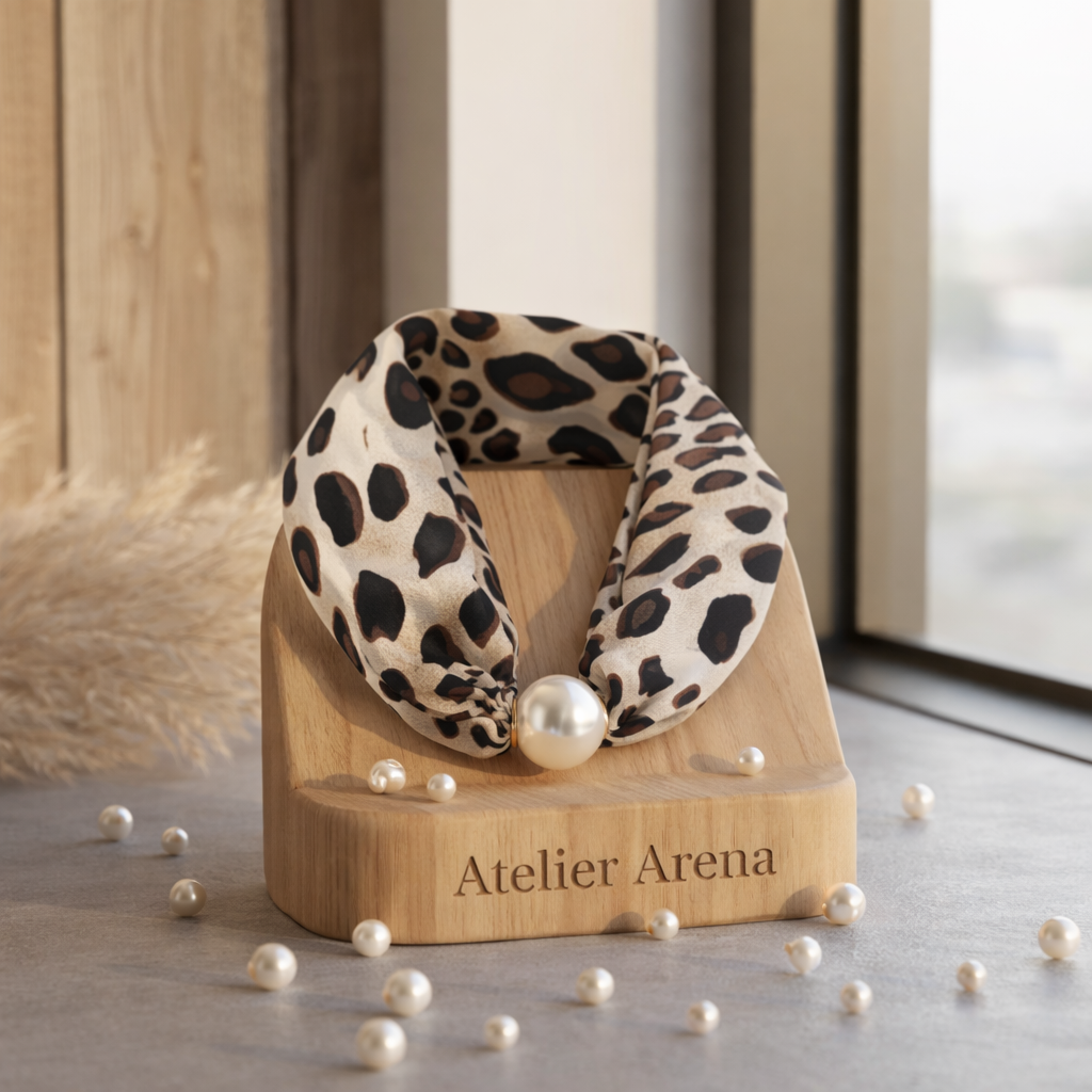 Panther Print Scarf with Pearl
