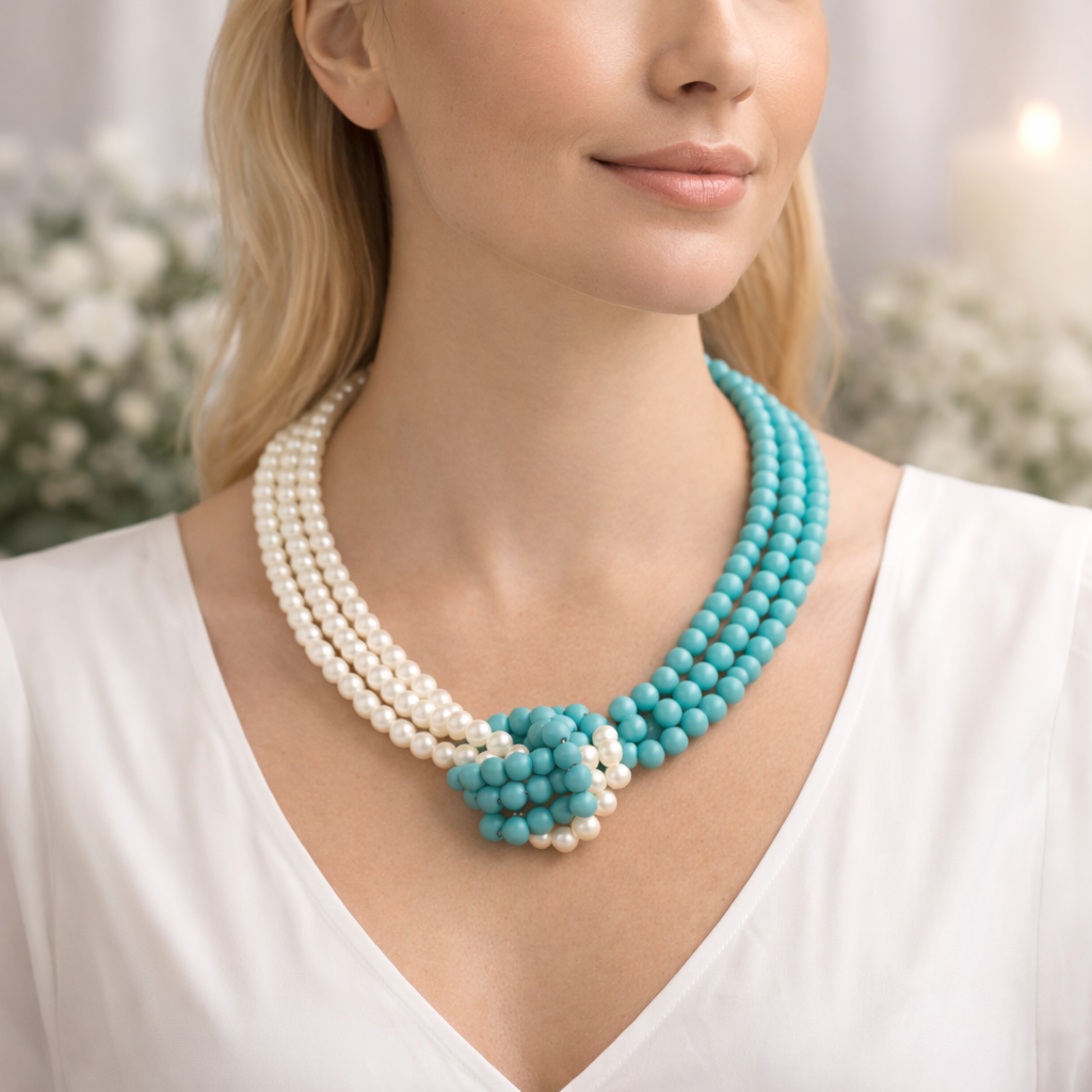 Turquoise and Pearl Necklace