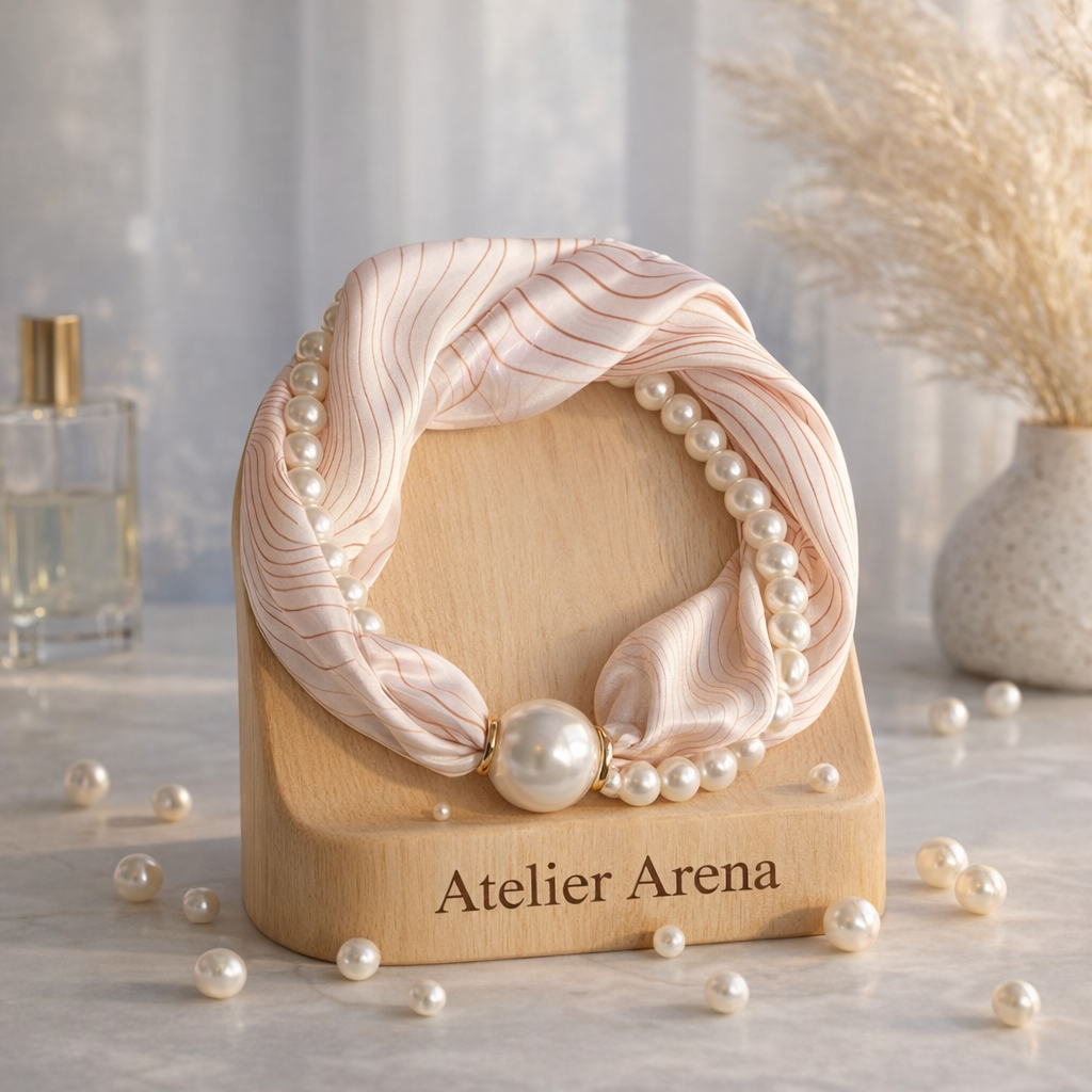 Silk Scarf with Pearl