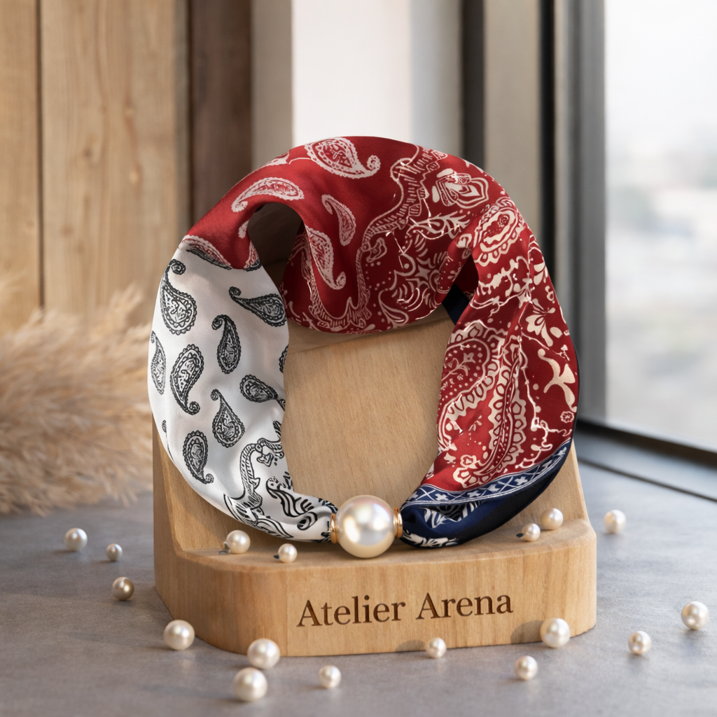 Multi-Color Paisley Scarf with Pearl