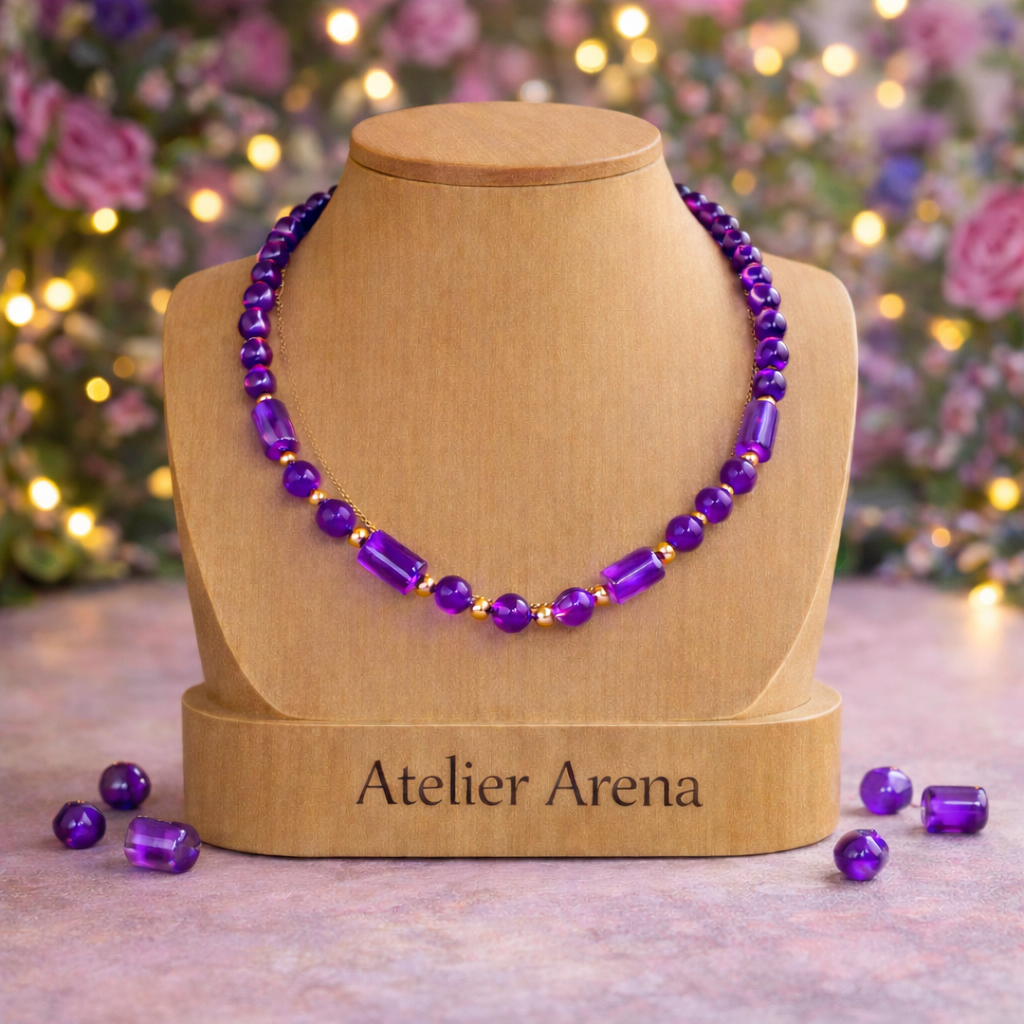Amethyst Necklace with Gold Accents