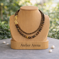 Double Tiger Eye Necklace with Gold Leopard