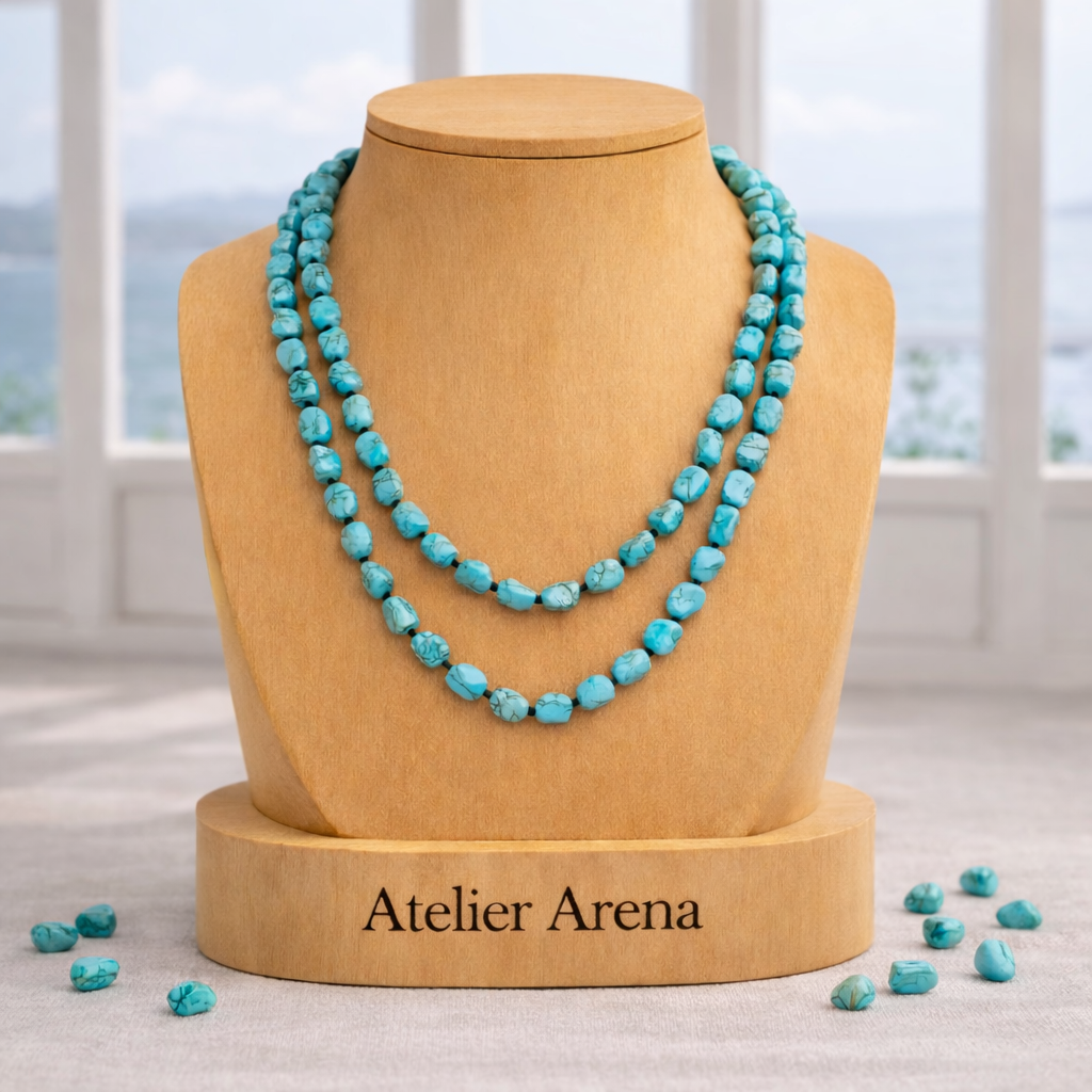 Turquoise Stone Necklace - Double Strand