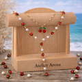Necklace with Cherry and Strawberry Charms - Pearls and Gold-Colored Chain