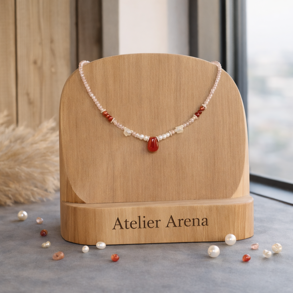 Freshwater Pearl and Red Agate Necklace