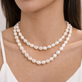 Long Freshwater Pearl Necklace 86 cm - Double Layered