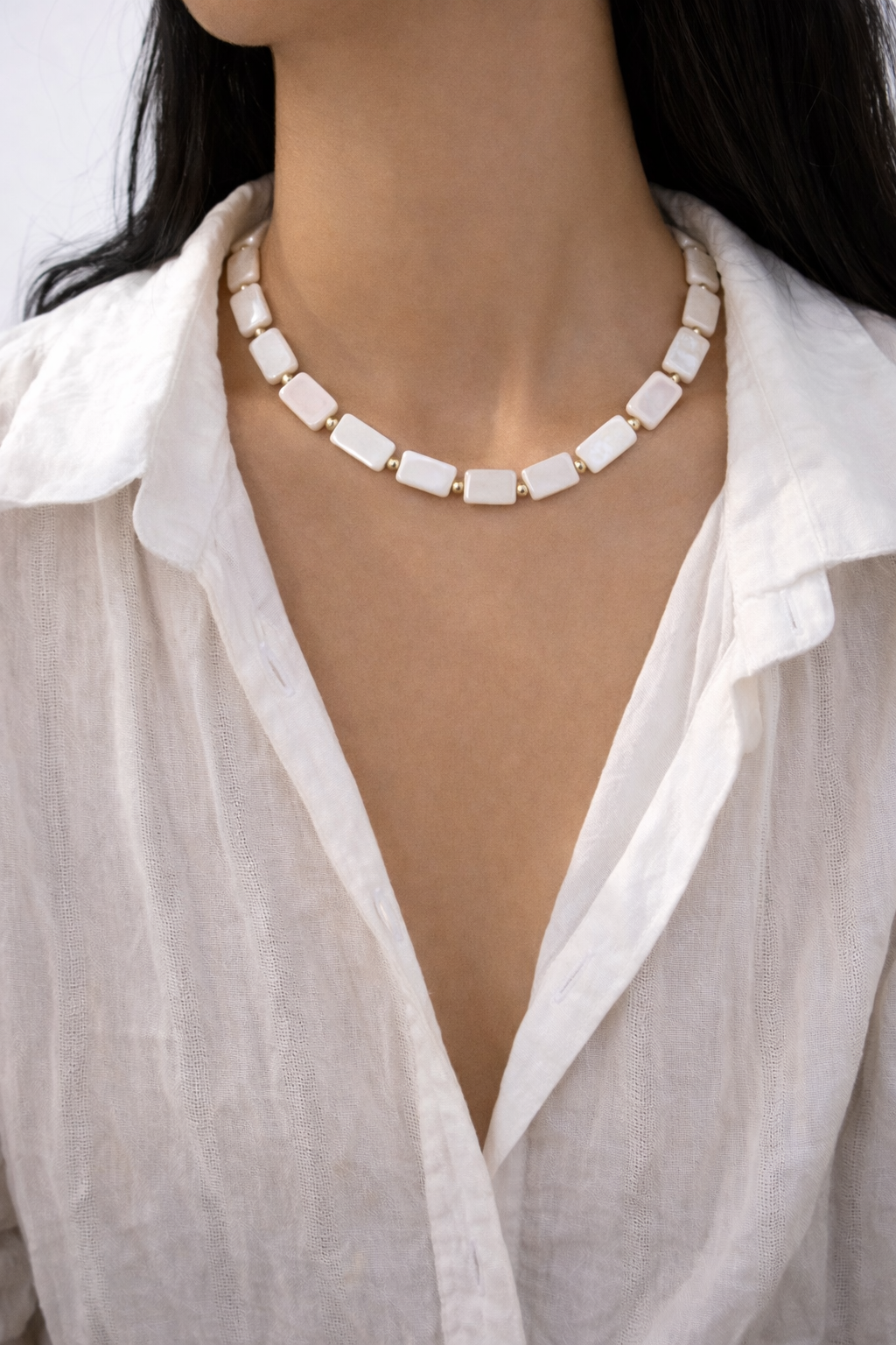 Elegant Shell Necklace with Gold Accents