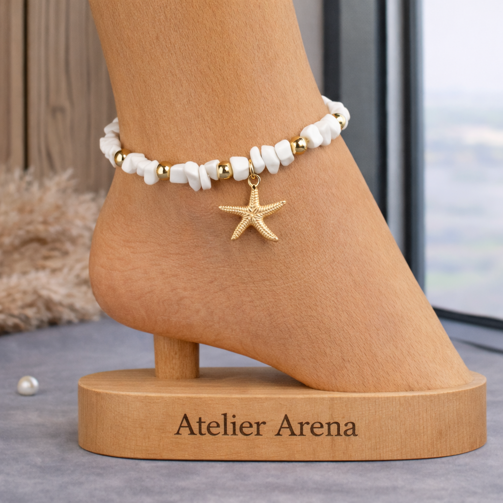 Anklet Starfish - White Shell &amp; Gold