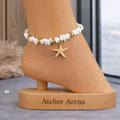 Anklet Starfish - White Shell &amp; Gold