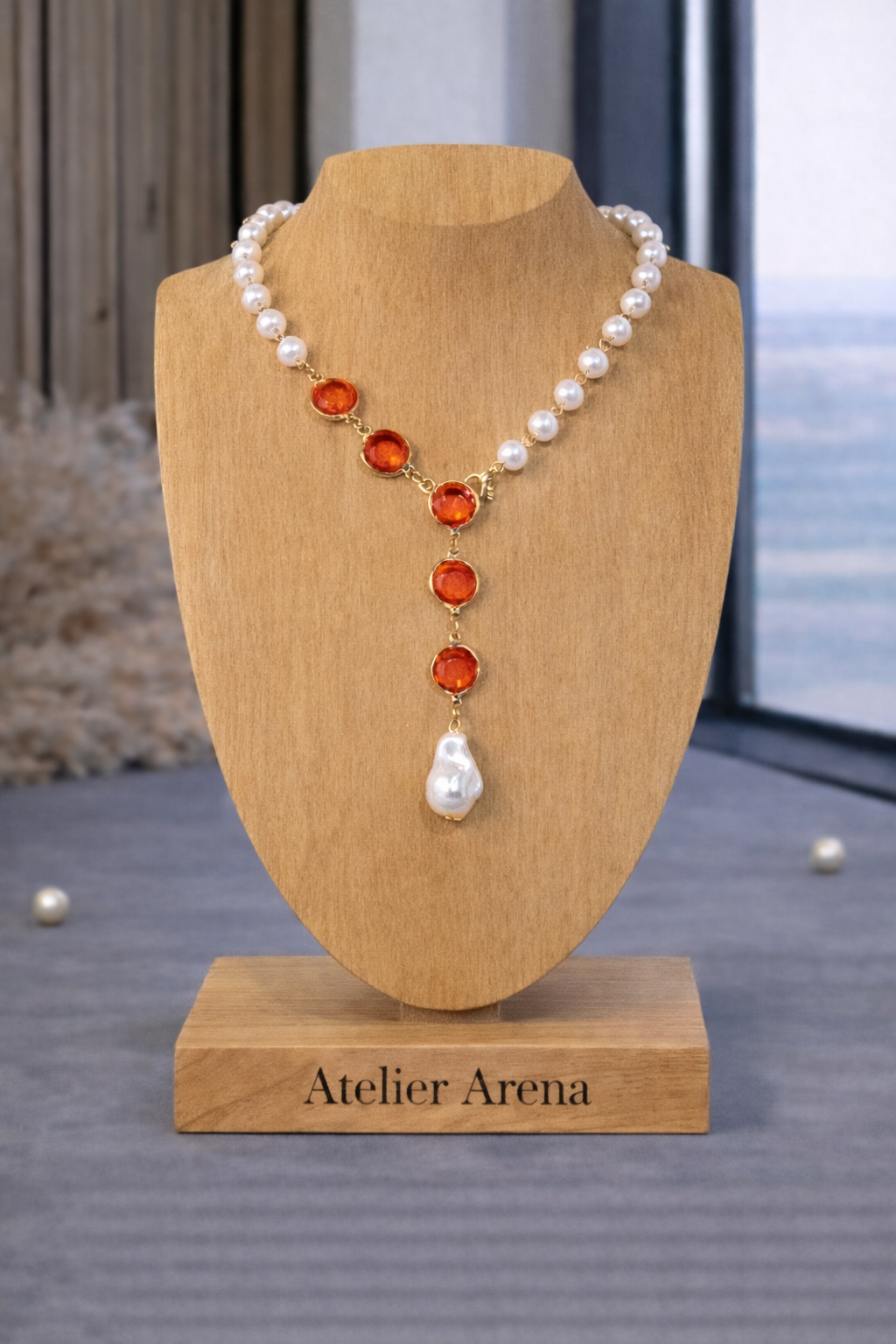 Pearl &amp; Carnelian Necklace