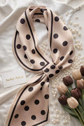 Beige Scarf with Black Dots and Black Border